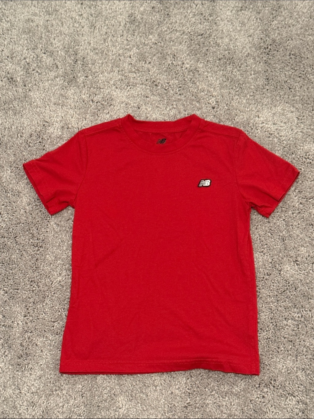 New Balance Bright Red Kids Short Sleeve Tee with Chest Logo